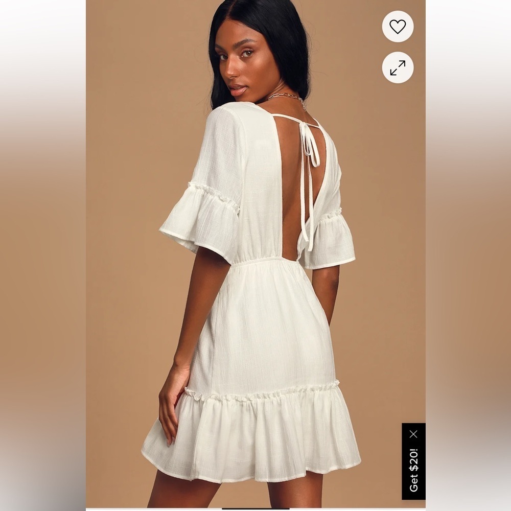 Lulu's Elegant White V-Neck Dress - Picture 3 of 9